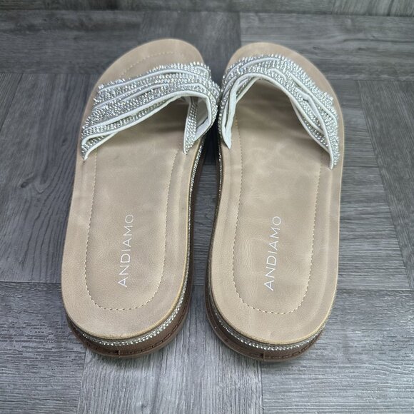 Adiamo Apmela Women's size 10 Studded Rhinestone Slide Sandals - Picture 6 of 8
